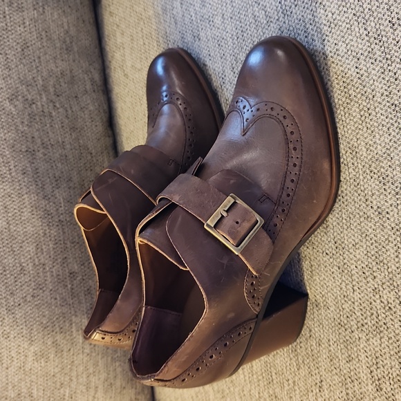 Kork Withrow Leather Wingtip stack-heeled shoes Sz 7 - Picture 3 of 11